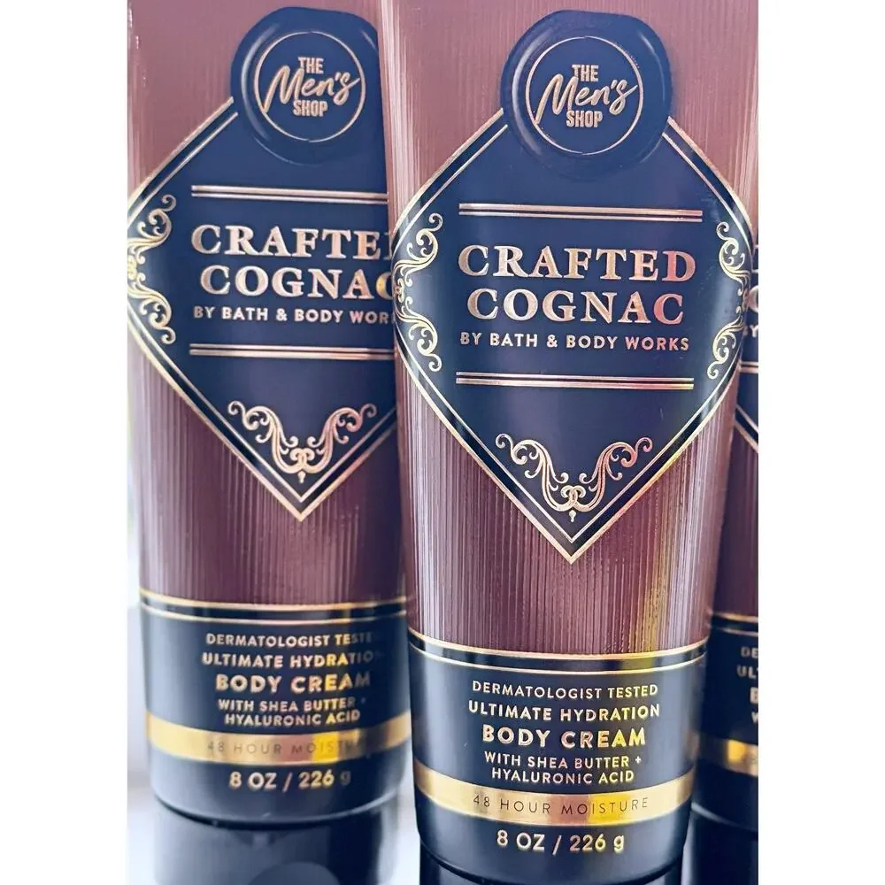 Bath & Body Works Crafted Cognac Men's Shop Ultimate Hydration Body Cream x3